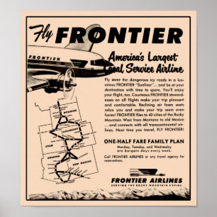 Frontier Airlines-Anzeigen-Neuauflage 1953 Poster