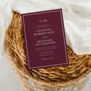 frontière blanche bordeaux faire-part de mariage Q