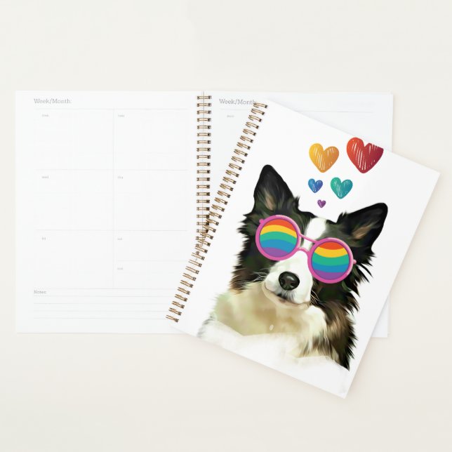 Frontière Collie Chien avec Coeurs Saint-Valentin (Devant avec enveloppe)