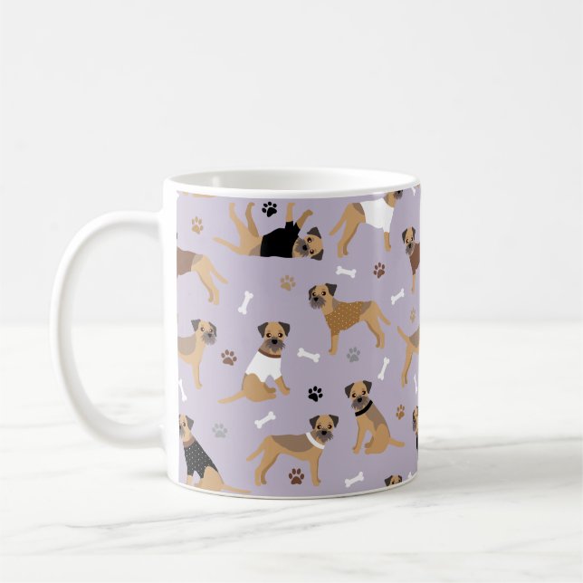 Frontière Os de Terrier et pattes de café Mug (Gauche)