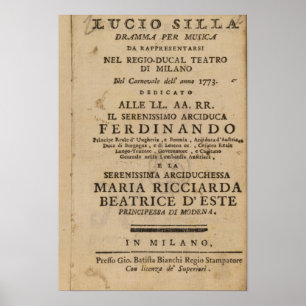 Frontispiece von Mozarts "Lucio Silla" Poster
