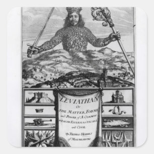 Frontispiece von Thomas Hobbes von Malmesbury Quadratischer Aufkleber