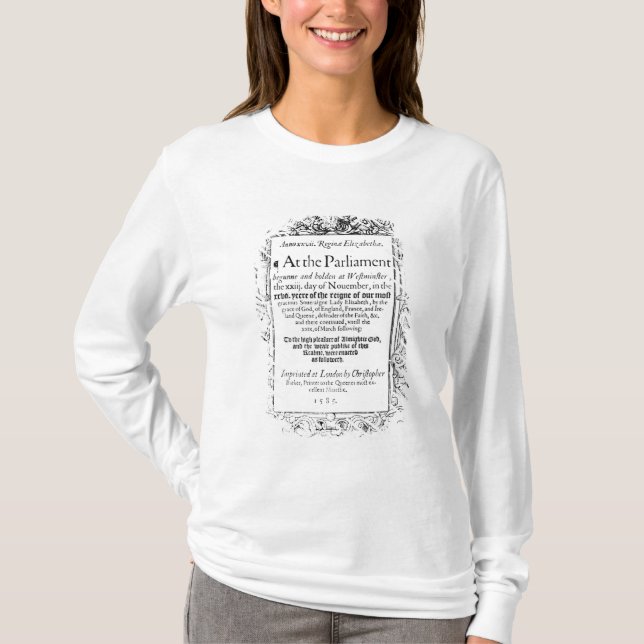 Frontispiz zu einem Konto des Parlaments T-Shirt (Vorderseite)
