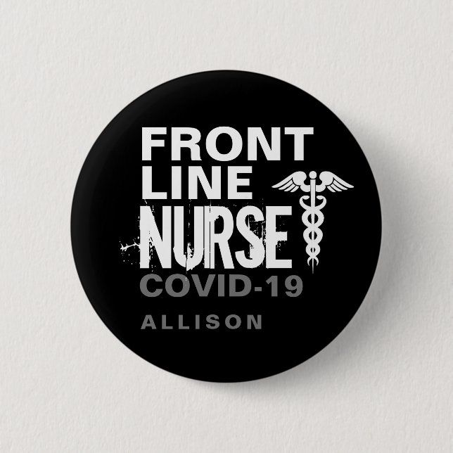 Frontline Nurse Typography Covid 19 Personalized Button (Vorderseite)