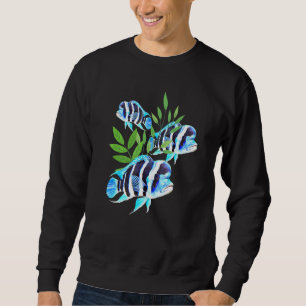 Frontosa Cichlid School Aquarium Pflanze Fisch Tan Sweatshirt