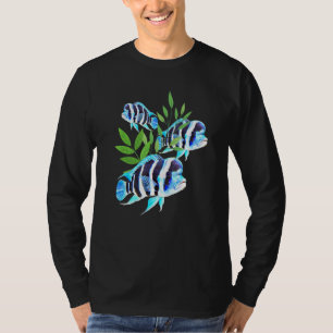 Frontosa Cichlid School Aquarium Pflanze Fisch Tan T-Shirt