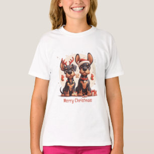Frory Christmas Dobermann Hunde T-Shirt