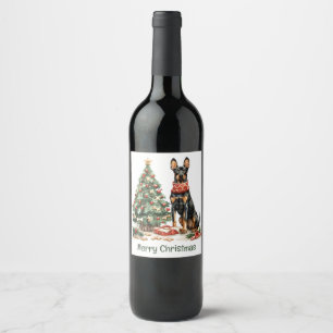 Frory Christmas Dobermann Hunde Weinetikett
