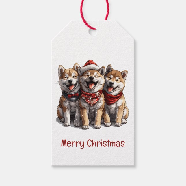 Frory Christmas Shiba Inu Santa Dogs Geschenkanhänger (Vorderseite)