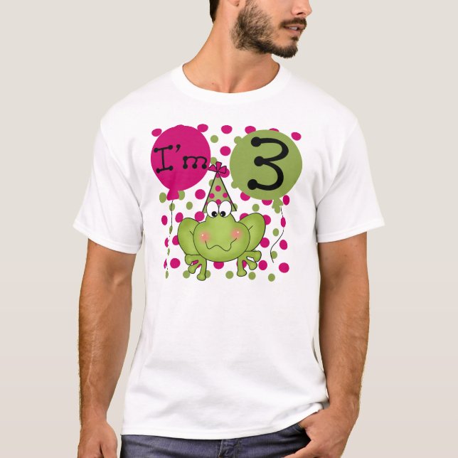 Frosch-3. Geburtstag (Rosa) T-Shirt (Vorderseite)