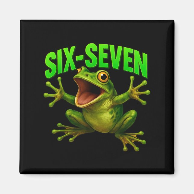 Frosch 67 Meme Six Seven Lustig Gen Alpha  Magnet (Vorne)
