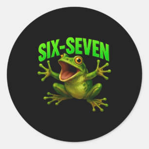 Frosch 67 Meme Six Seven Lustig Gen Alpha Runder Aufkleber