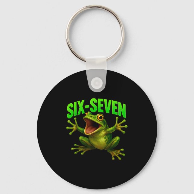 Frosch 67 Meme Six Seven Lustig Gen Alpha  Schlüsselanhänger (Vorderseite)