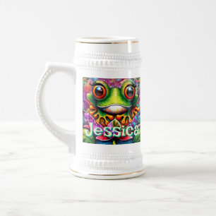 Frosch Abstrakte Blütenfrösche Personalisiert Bierglas