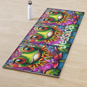 Frosch Abstrakte Blütenfrösche Personalisiert Yogamatte