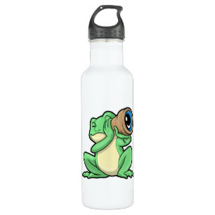 Frosch als Astronomie mit Teleskop Edelstahlflasche