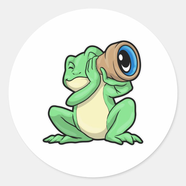 Frosch als Astronomie mit Teleskop Runder Aufkleber (Vorderseite)