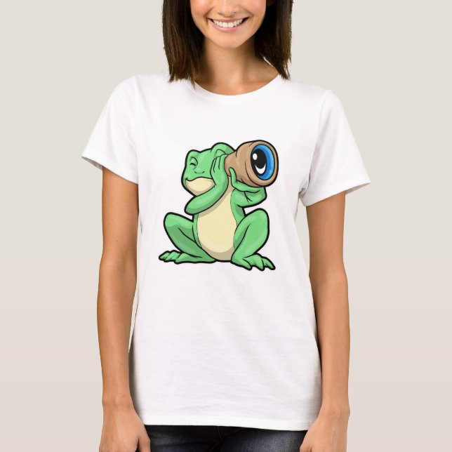 Frosch als Astronomie mit Teleskop T-Shirt (Vorderseite)