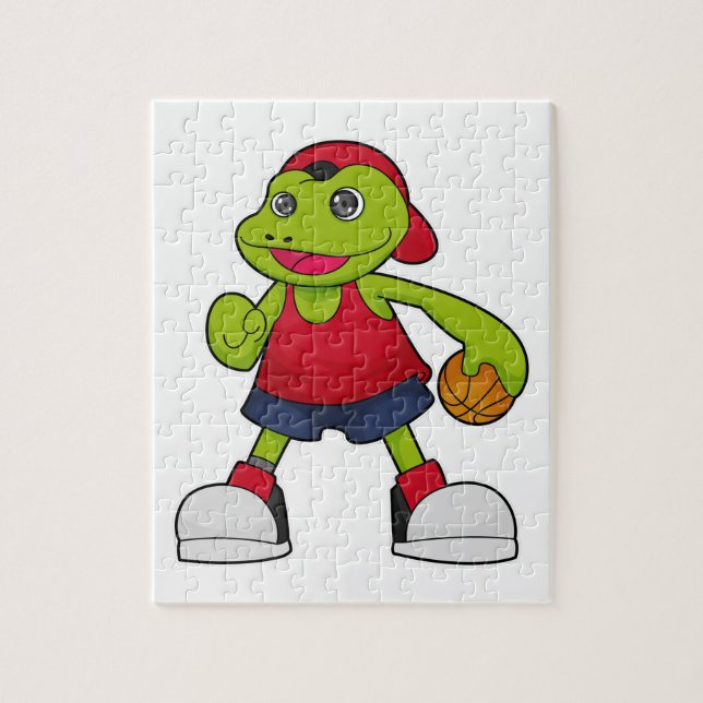 Frosch als Basketballspieler mit Basketball (Vertikal)
