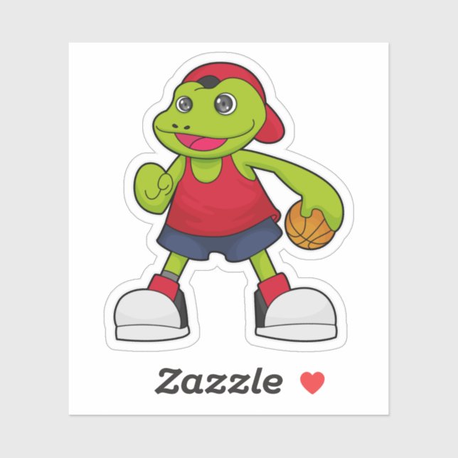 Frosch als Basketballspieler mit Basketball Aufkleber (Blatt)