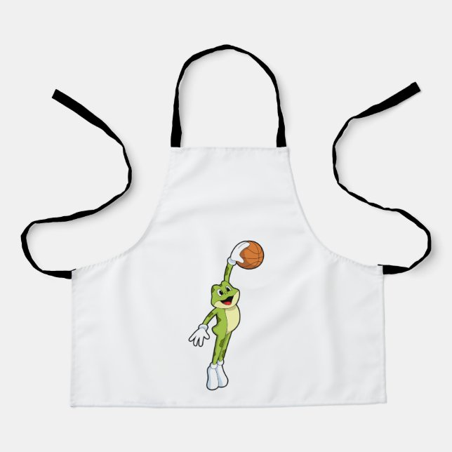 Frosch als Basketballspieler mit Basketball.PNG Schürze (Vorderseite)