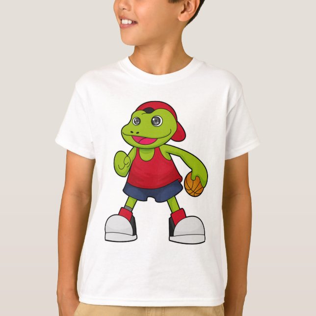 Frosch als Basketballspieler mit Basketball T-Shirt (Vorderseite)