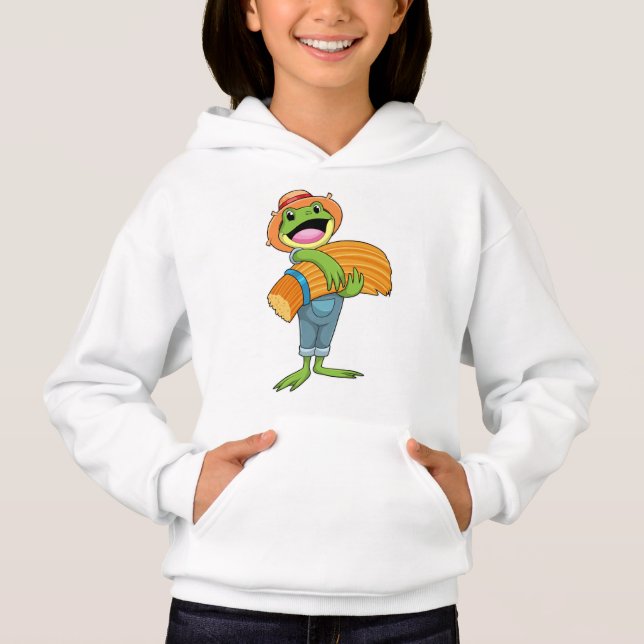Frosch als Bauer mit Stroh Hoodie (Vorderseite)