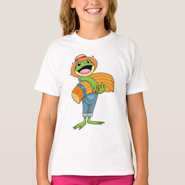 Frosch als Bauer mit Stroh T-Shirt (Vorderseite)