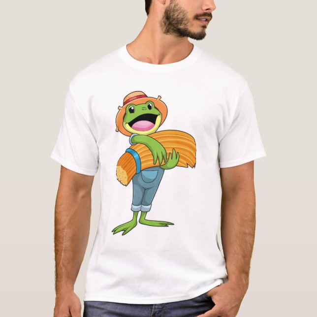 Frosch als Bauer mit Stroh T-Shirt (Vorderseite)