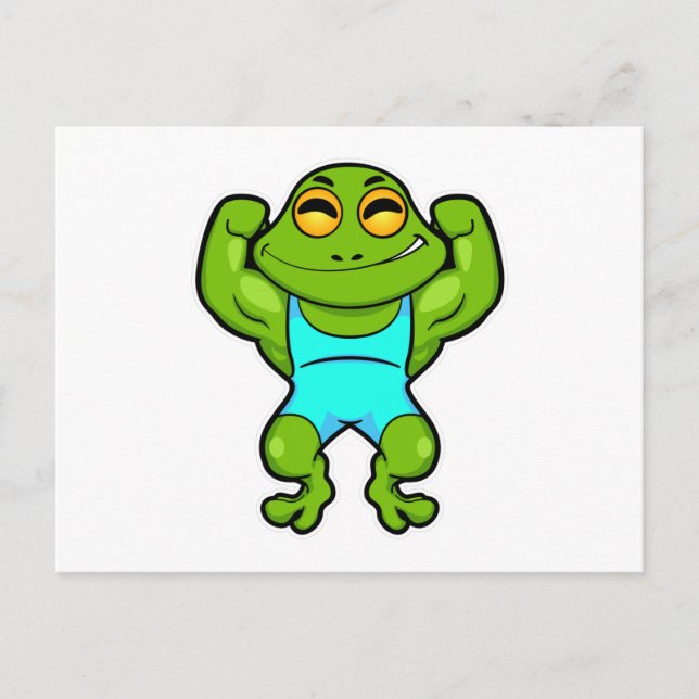 Frosch als Bodybuilder an der Bodybuilding Postkarte (Vorderseite)