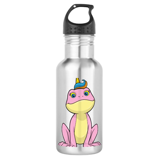 Frosch als Einhorn Edelstahlflasche (Vorderseite)