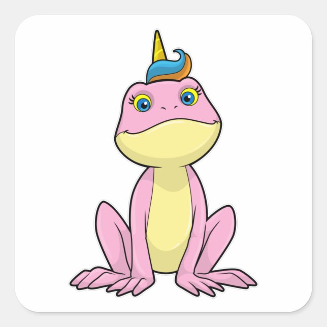 Frosch als Einhorn Quadratischer Aufkleber (Vorderseite)