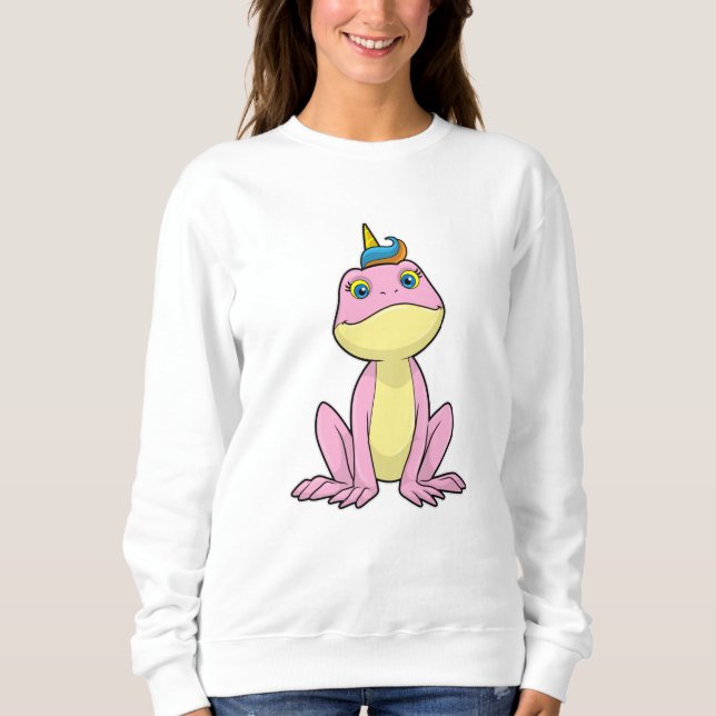 Frosch als Einhorn Sweatshirt (Vorderseite)