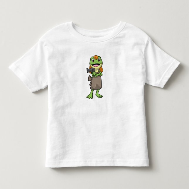 Frosch als Friseur mit Haartrockner Kleinkind T-shirt (Vorderseite)