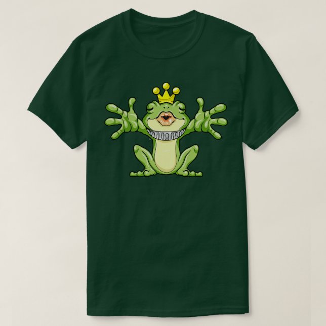 Frosch als Froschkönig mit Krone T-Shirt (Design vorne)