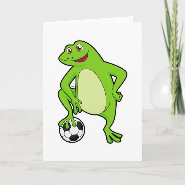 Frosch als Fußballspieler mit Fußball Karte (Vorderseite)
