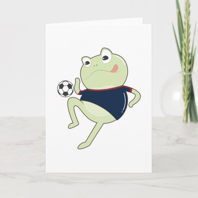 Frosch als Fußballspieler mit Fußball Karte (Vorderseite)