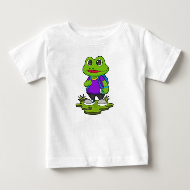 Frosch als Hiker mit Rucksack Baby T-shirt (Vorderseite)