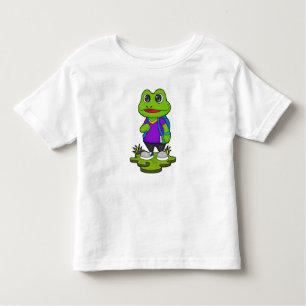 Frosch als Hiker mit Rucksack Kleinkind T-shirt