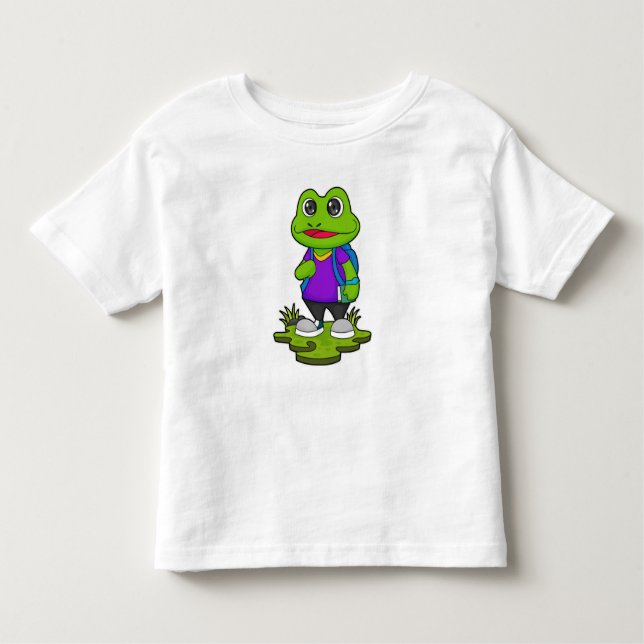 Frosch als Hiker mit Rucksack Kleinkind T-shirt (Vorderseite)