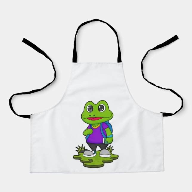 Frosch als Hiker mit Rucksack Schürze (Vorderseite)