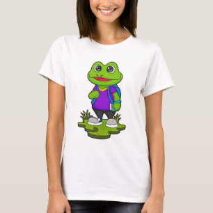Frosch als Hiker mit Rucksack T-Shirt