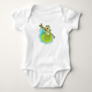 Frosch als Hiker mit Stick Baby Strampler