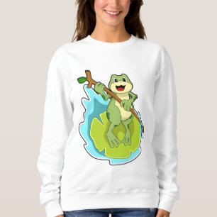 Frosch als Hiker mit Stick Sweatshirt