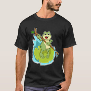 Frosch als Hiker mit Stick T-Shirt