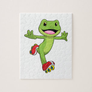 Frosch als Inline-Skater mit Roller-Skaten