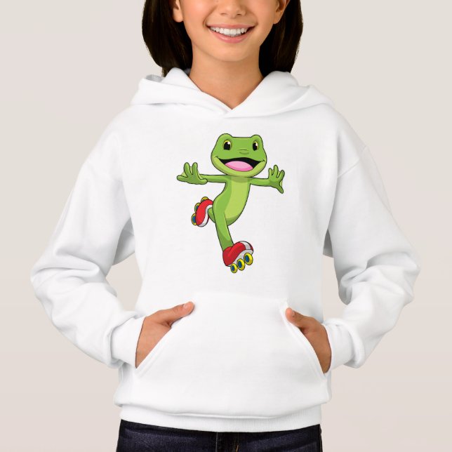 Frosch als Inline-Skater mit Roller-Skaten Hoodie (Vorderseite)