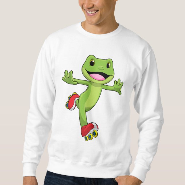 Frosch als Inline-Skater mit Roller-Skaten Sweatshirt (Vorderseite)