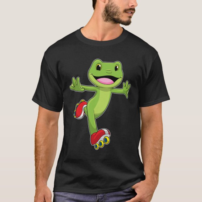 Frosch als Inline-Skater mit Roller-Skaten T-Shirt (Vorderseite)