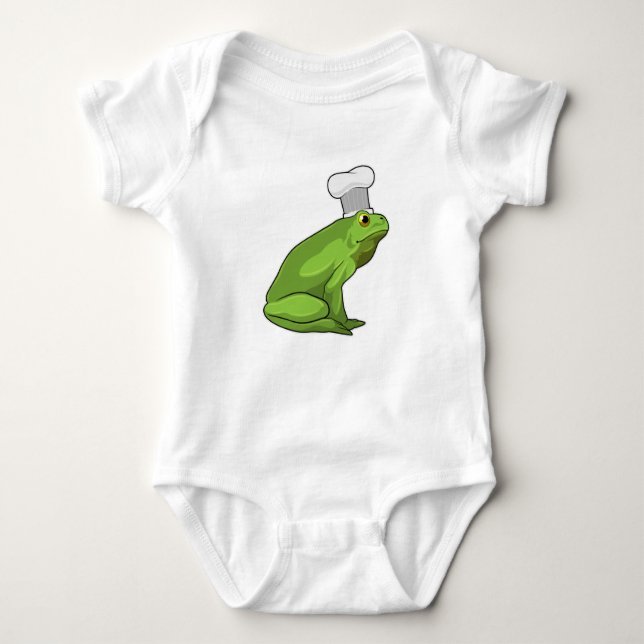 Frosch als Koch mit Koch Hut Baby Strampler (Vorderseite)
